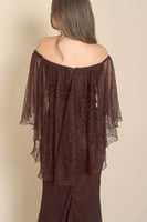 فستان طويل لون بني اوف شولدر