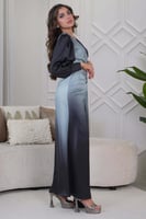 فستان ماكسي امبريه مزين بقطعة من اللؤلؤ والخرز لون...