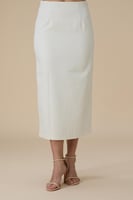 طقم سكري بتوب أوف شولدر مكشكش وتنورة ميدي مستقيمة