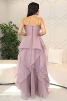 فستان سهرة بطبقات بليسيه لون موف