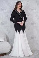 فستان سهره شوقر بلونين مطرز بكريستال لون ابيض