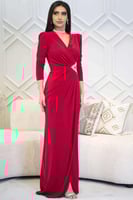 فستان ماكسي بفصوص من الجنب لون احمر