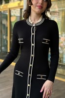 فستان ميدي بحياكة مضلعة مزين بأزرار لون موف