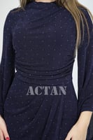 فستان درابية ضيق مزين بفصوص لون كحلي