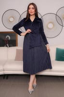 فستان ميدي بتصميم قطعتين لون كحلي