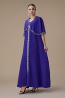 جلابية أنيقة بنفسجي فاتح بتطريز فضي