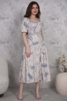 فستان ميدي جاكار مزين بالكريستال الملون