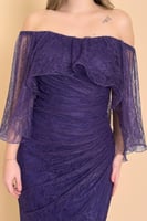 فستان طويل لون بنفسجي اوف شولدر