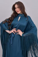 فستان بتصميم بات وينغ باطراف هدب لون تركواز