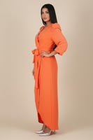 فستان لف بكرستال لون برتقالي