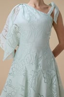 فستان ميدي أخضر فاتح بنقشة ناعمة