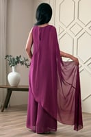 جمبسوت بكتف واحد بوشاح طويل لون فوشي