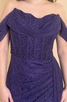 فستان دانتيل طويل كورسيه لون بنفسجي