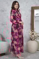 فستان ماكسي بنمط أزهار لون فوشي