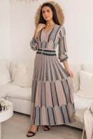 فستان ماكسي بليسيه استرتش لون وردي