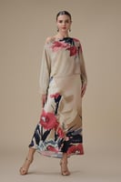 فستان ماكسي بطبعة زهرية بتصميم كتف واحد