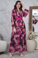 فستان ماكسي بنمط أزهار لون فوشي