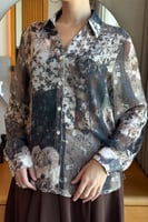 قميص شيفون مشجر لون بني