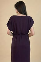 فستان ماكسي بكتف مزين بورد لون بنفسجي