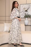 فستان طويل بأكمام بف