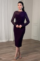 فستان ميدي بلمعة وكم شفاف