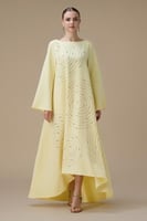 جلابية طويلة ماكسي صفراء بتصميم واسع أنيق