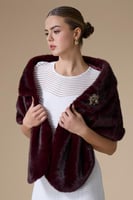 شال فرو لون برغندي