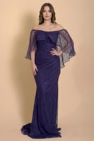 فستان طويل لون بنفسجي اوف شولدر