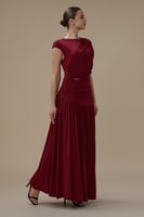 فستان برغندي طويل درابيه