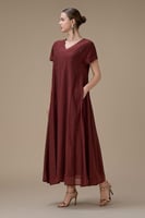 جلابية ماكسي طوبي بتطريز ناعم