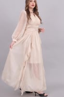 فستان شيفون نمط منقط بتصميم مقسم