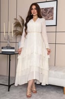 فستان ميدي بطبقات منقط بالذهبي