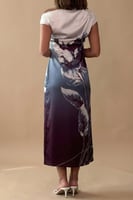 فستان ميدي بطبعة أزهار لون موف