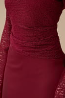 فستان برغندي طويل دانتيل