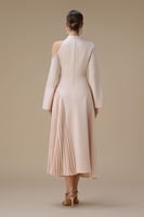 فستان ماكسي وردي بكتف واحد