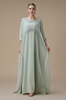 جلابية طويلة اخضر فاتح واسعة بقطعتين