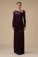 فستان برغندي طويل كت واحد