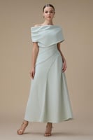 فستان اخضر فاتح طويل اوف شولدر