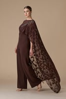 طقم جمبسوت بني بكاب مشجر