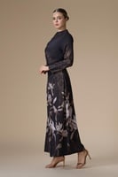 فستان بني طويل كريب