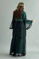 جلابيه تراثيه قطعتين مطرزه لون اخضر غامق