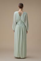 جلابية شيفون طويلة اخضر فاتح