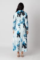 فستان ميدي درابيه مشجر لون ازرق