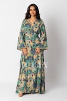 جلابية ماكسي ساتان بطبعة أزهار