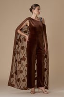 جمبسوت بني مخمل بكاب مطرز