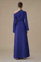 فستان طويل موف بتصميم كتف واحد