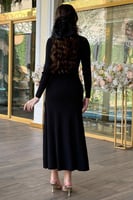 فستان ميدي بحياكة مضلعة مزين بأزرار لون موف