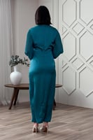 فستان ماكسي بليسيه مزين بالخرز لون تركواز