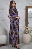 فستان ماكسي بنمط أزهار لون بنفسجي