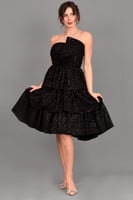 فستان سهره ترتر قصير طبقات لون اسود